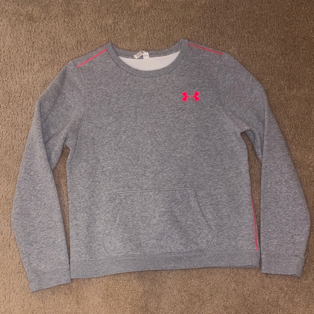 Under Armour Heather Gray Pullover with Neon Pink Accents